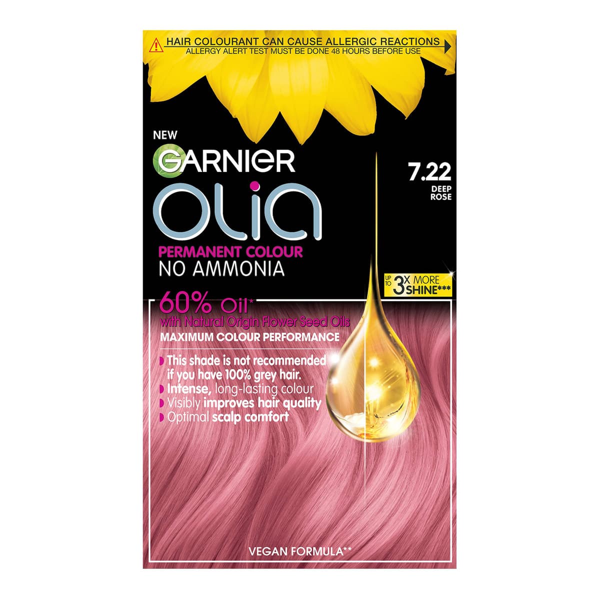 Olia Permanent Hair Dye - 7.22 Deep Rose