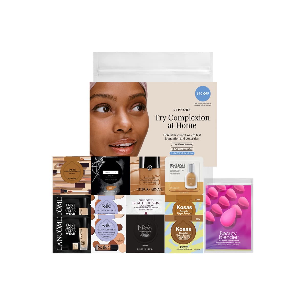 Complexion Try-On Sample Bag With Redeemable Voucher, Tan - Option 1