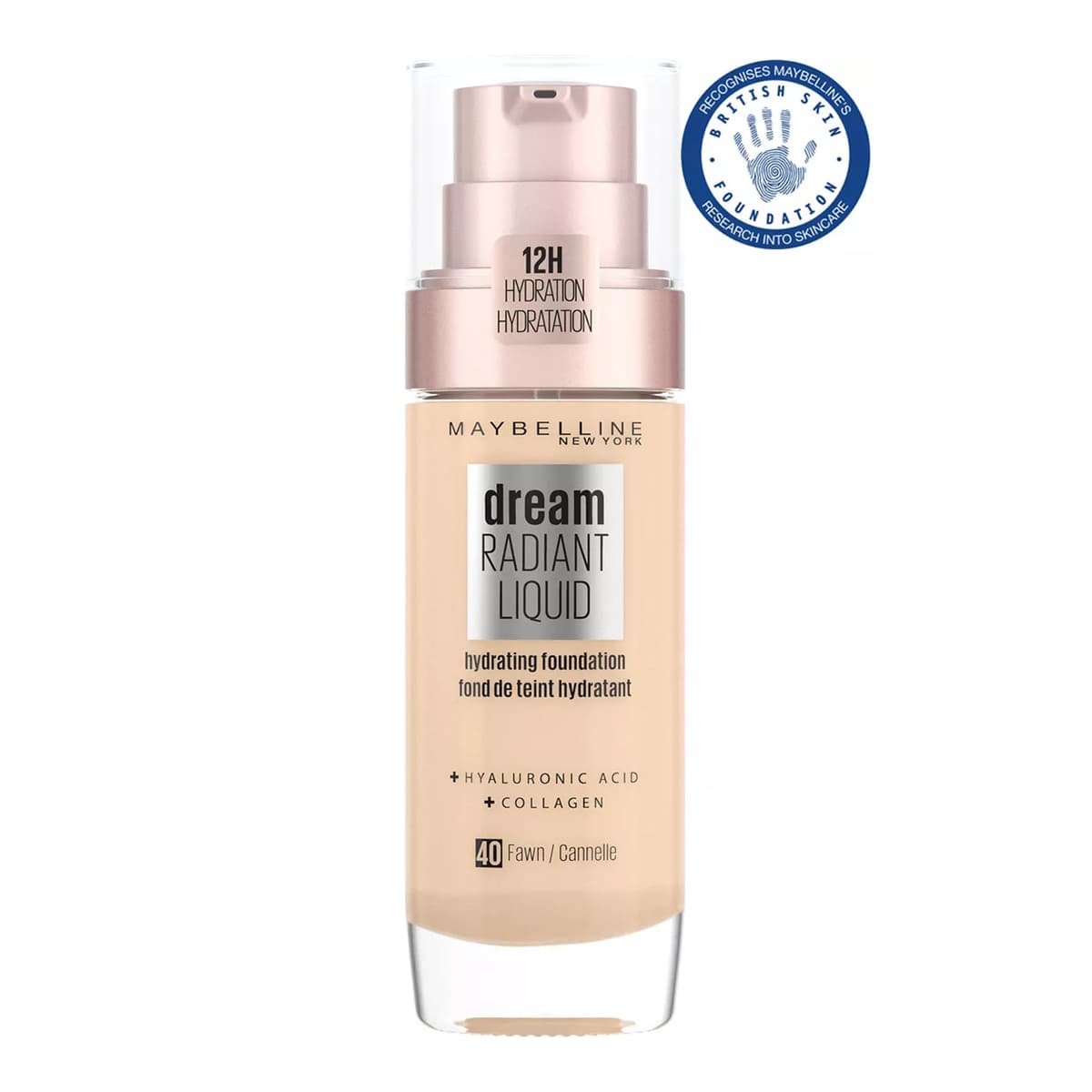 Dream Radiant Liquid Hydrating Foundation with Hyaluronic Acid and Collagen, Fawn