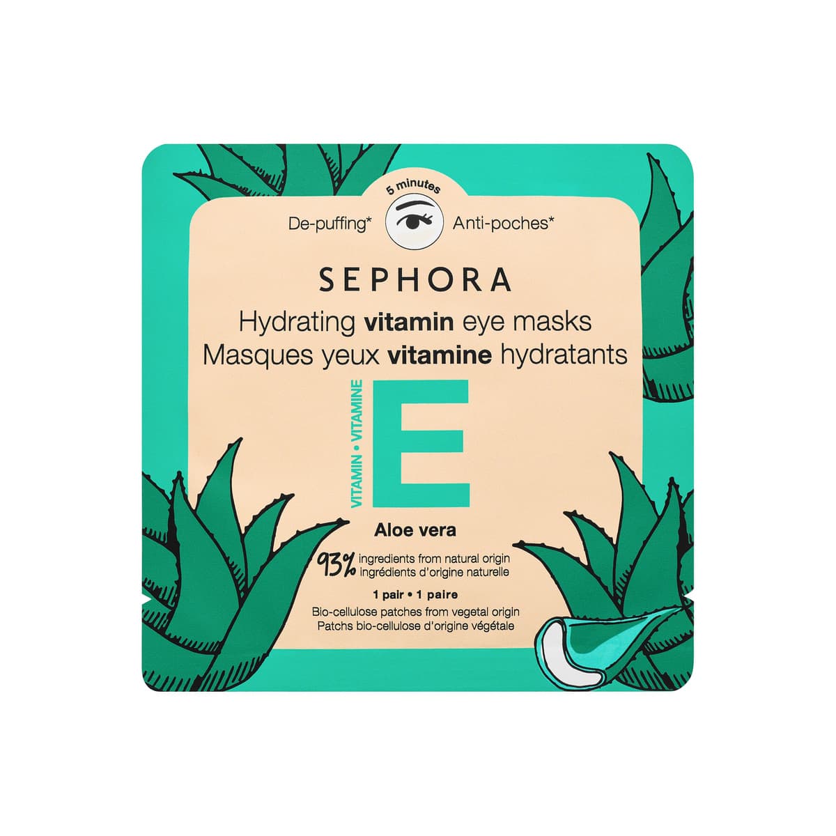 Vitamin Eye Masks, Aloe Vera + Vitamin E