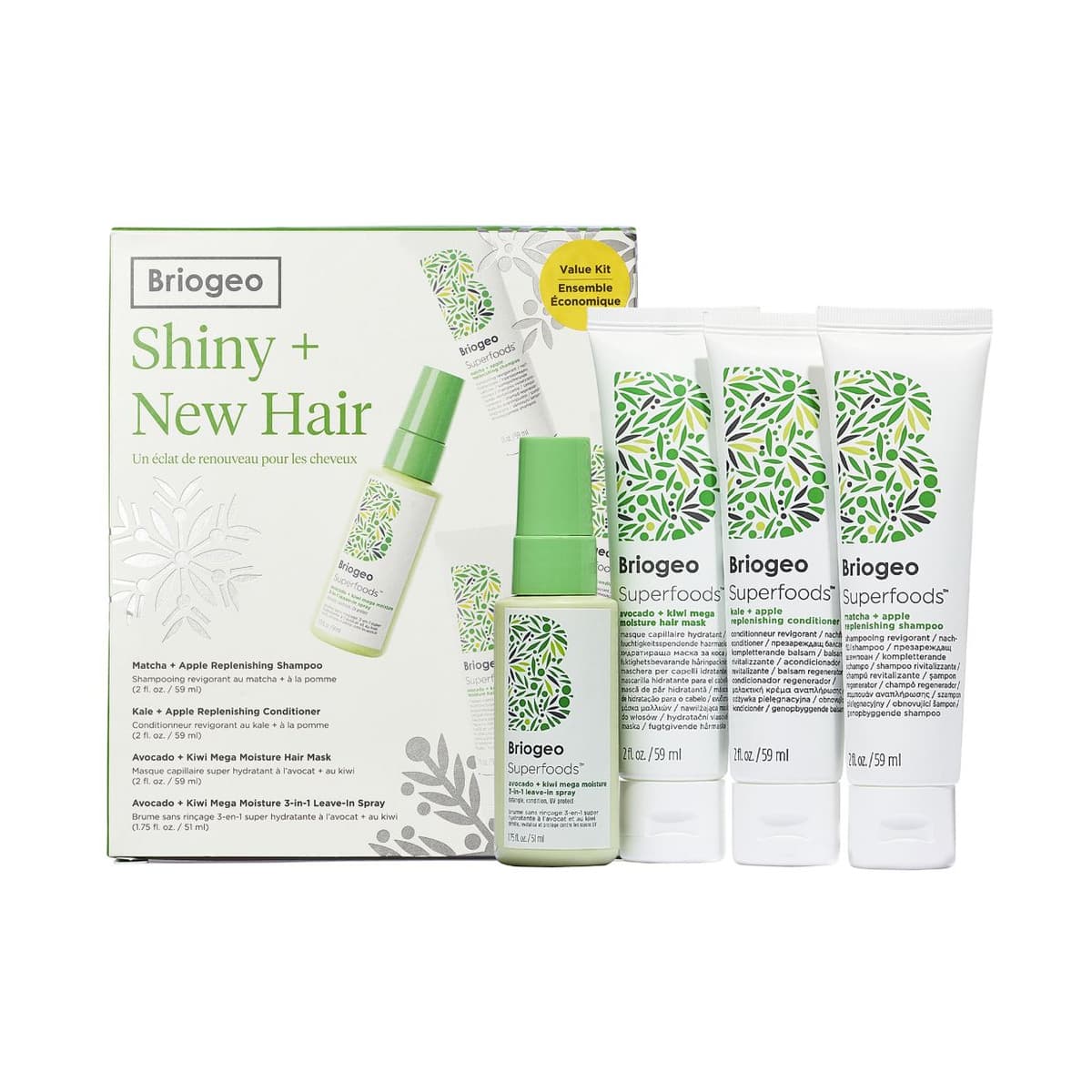 Shiny + New Hair Superfoods Moisturizing Travel Set For Softer, Smoother Hair