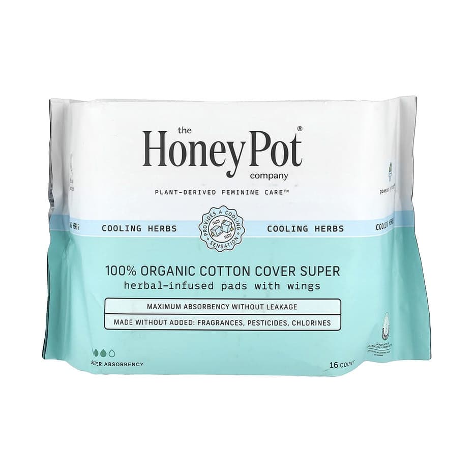 Organic Herbal-Infused Pads with Wings, Super