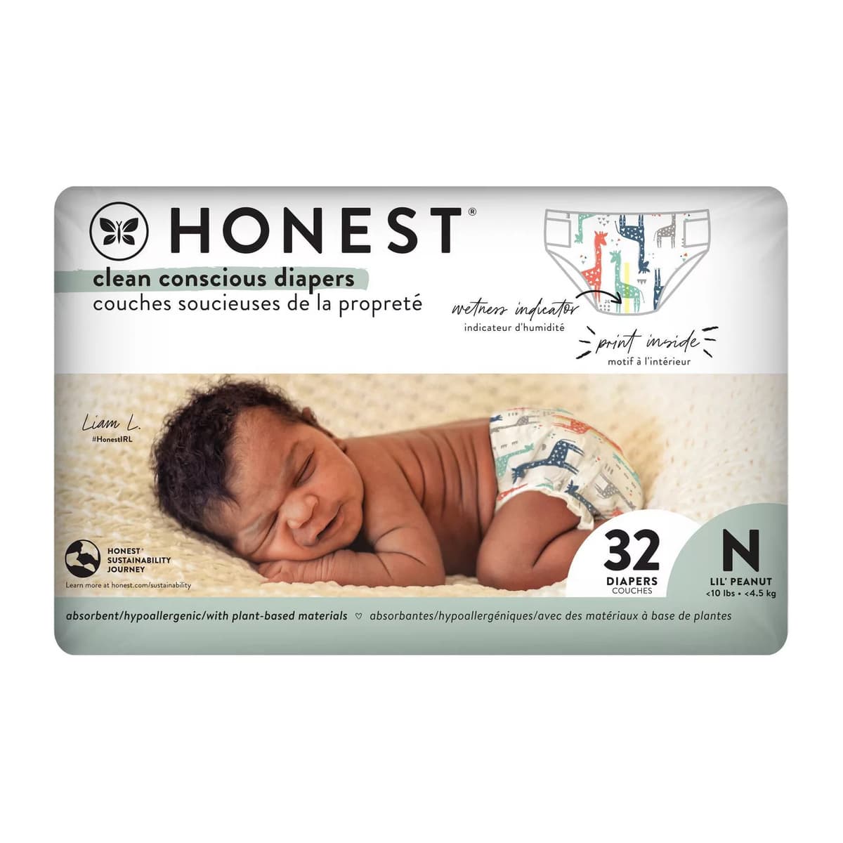 Clean Conscious Disposable Diapers - Giraffes - Size Newborn