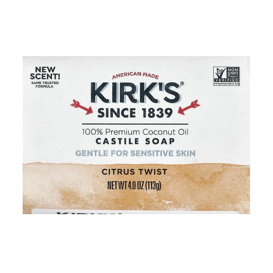 100% Premium Coconut Oil Castile Bar Soap, Citrus Twist