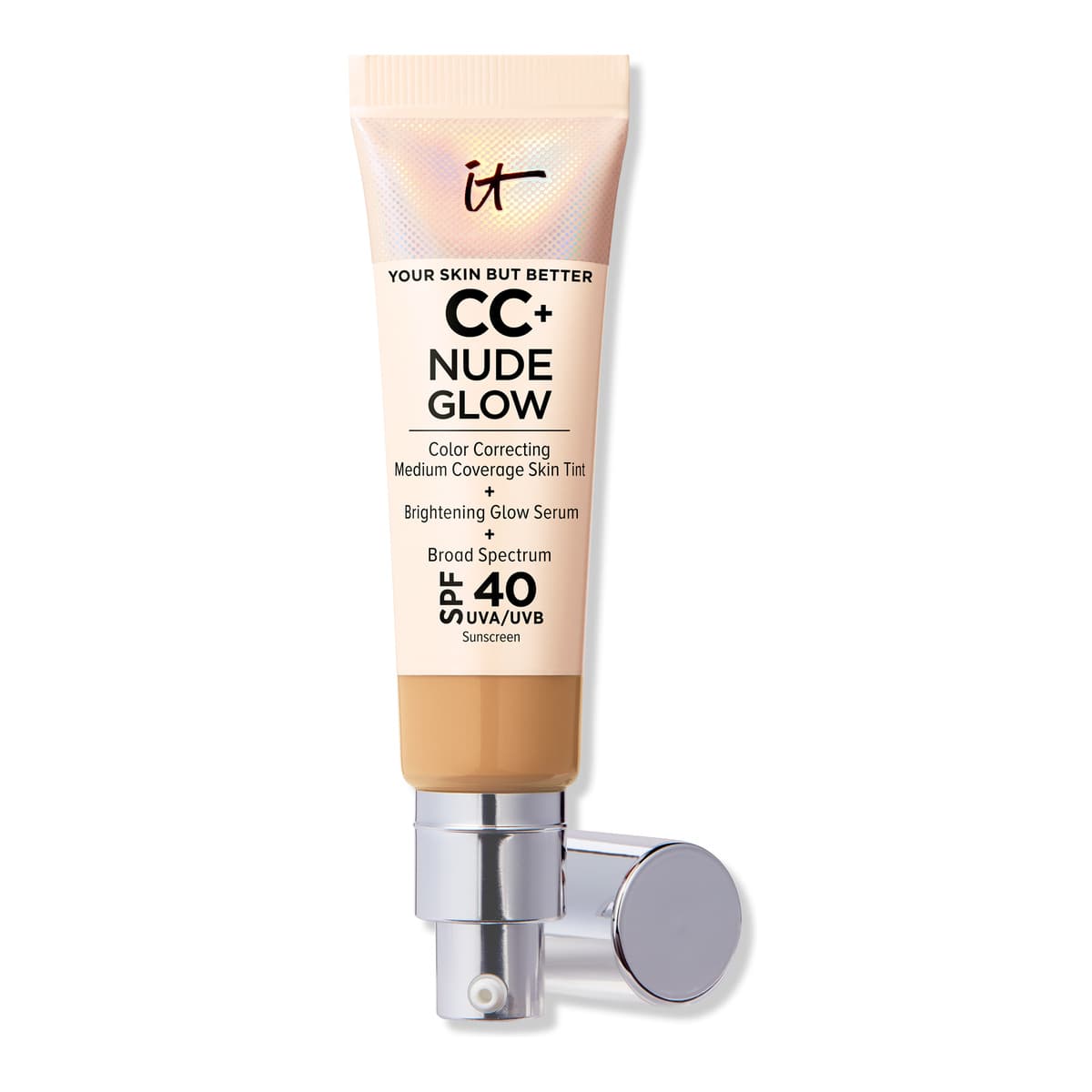 CC+ Nude Glow Lightweight Foundation + Glow Serum with SPF 40, Tan Warm