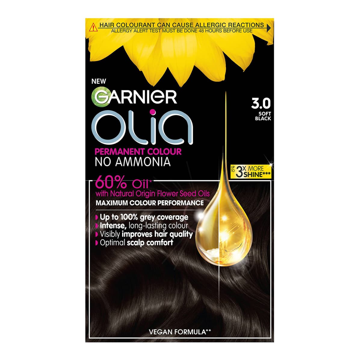 Olia Permanent Hair Dye - 3.0 Soft Black