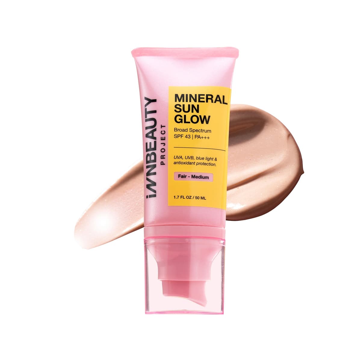 Mineral Sun Glow Broad Spectrum Sunscreen SPF 43 PA +++ with Peptides and Vitamin C, Fair-Medium