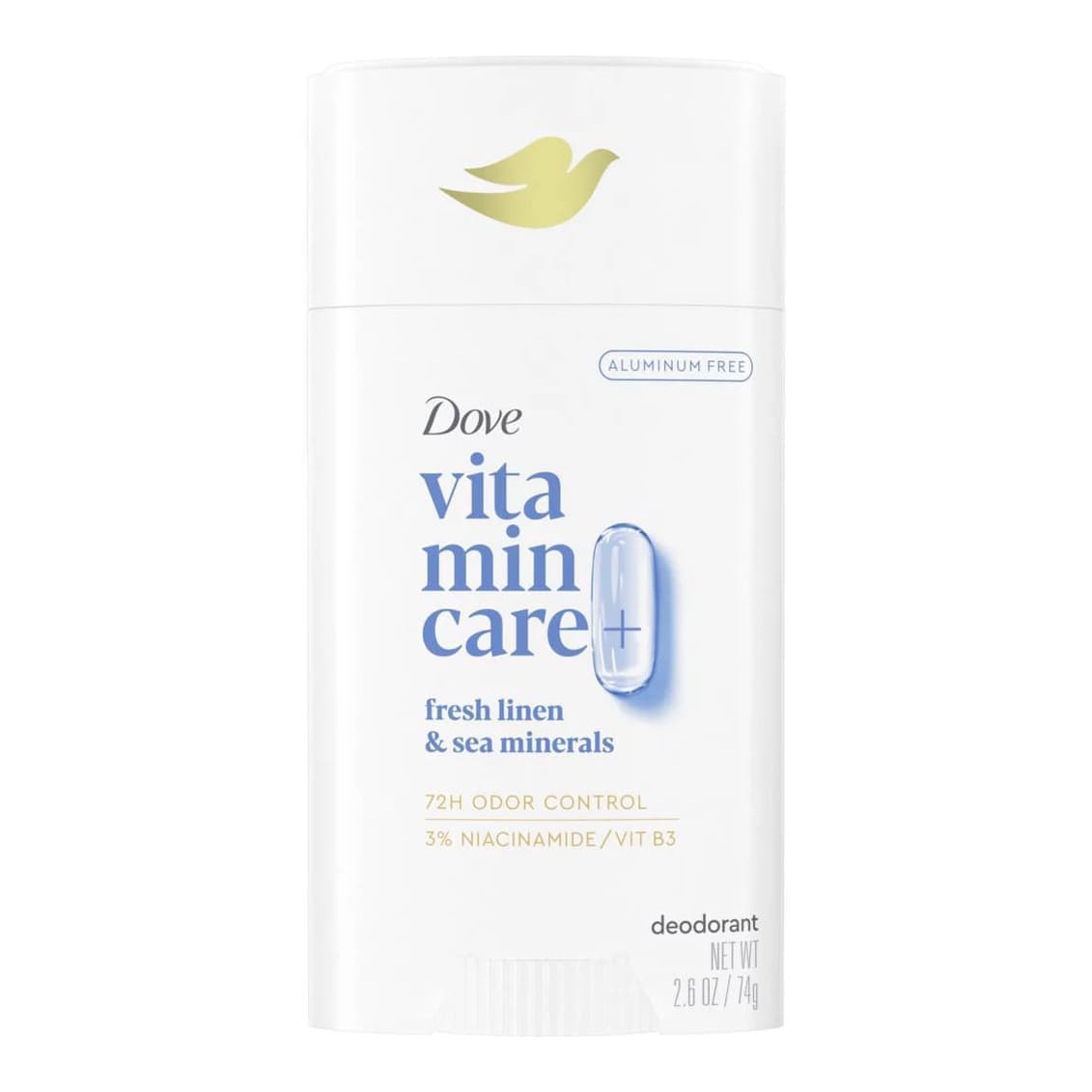VitaminCare+ Aluminum Free Deodorant Stick with Niacinamide - Fresh Linen and Sea Minerals
