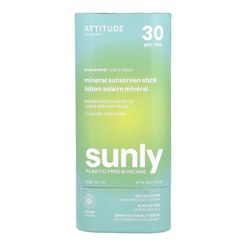 Sunly, Mineral Sunscreen Stick, SPF 30, Unscented