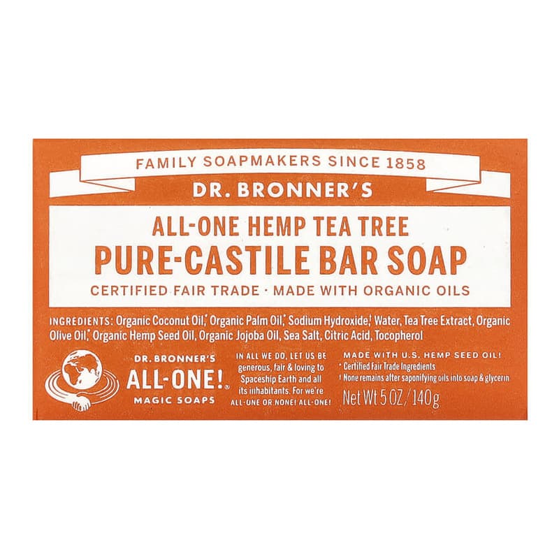 Pure Castile Bar Soap, All-One Hemp, Tea Tree