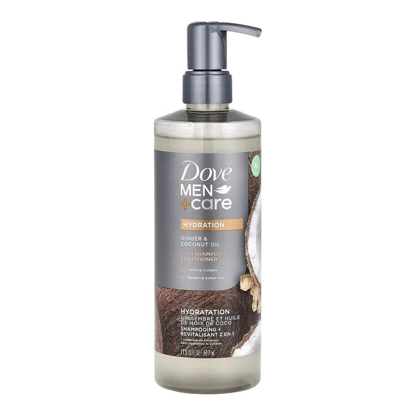Men + Care, 2-in-1 Shampoo + Conditioner, Ginger & Coconut Oil