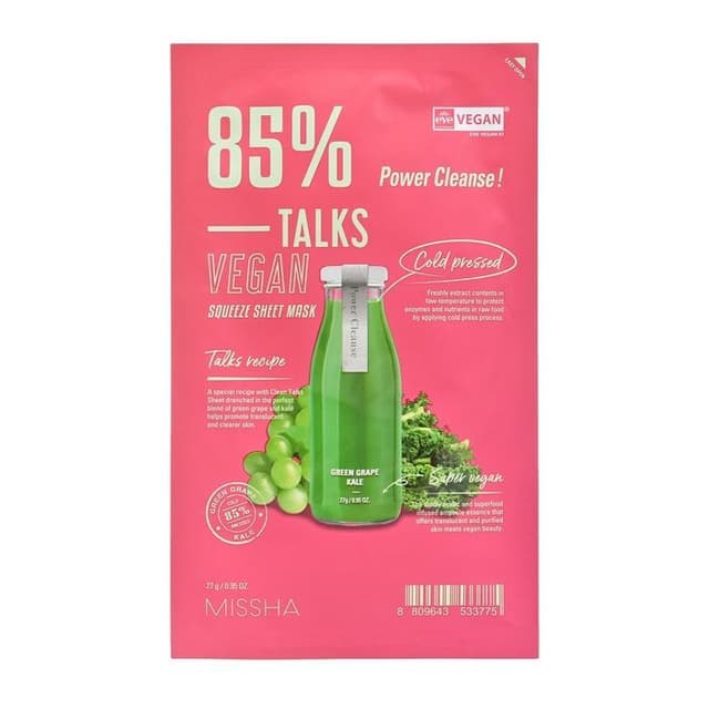 Talks Vegan Squeeze Sheet Mask, Power Cleanse