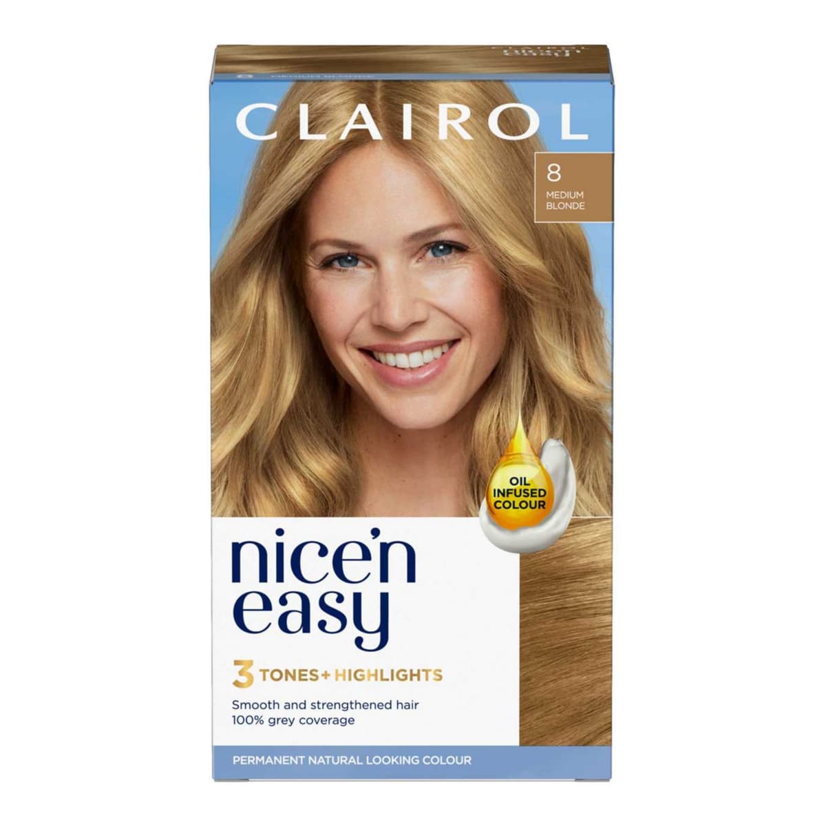 Clairol Nice'n Easy Crème Oil Infused Permanent Hair Dye 8 Medium Blonde
