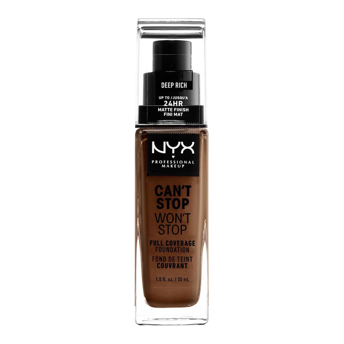 Can't Stop Won't Stop 24Hr Full Coverage Matte Finish Foundation, #20 Deep Rich