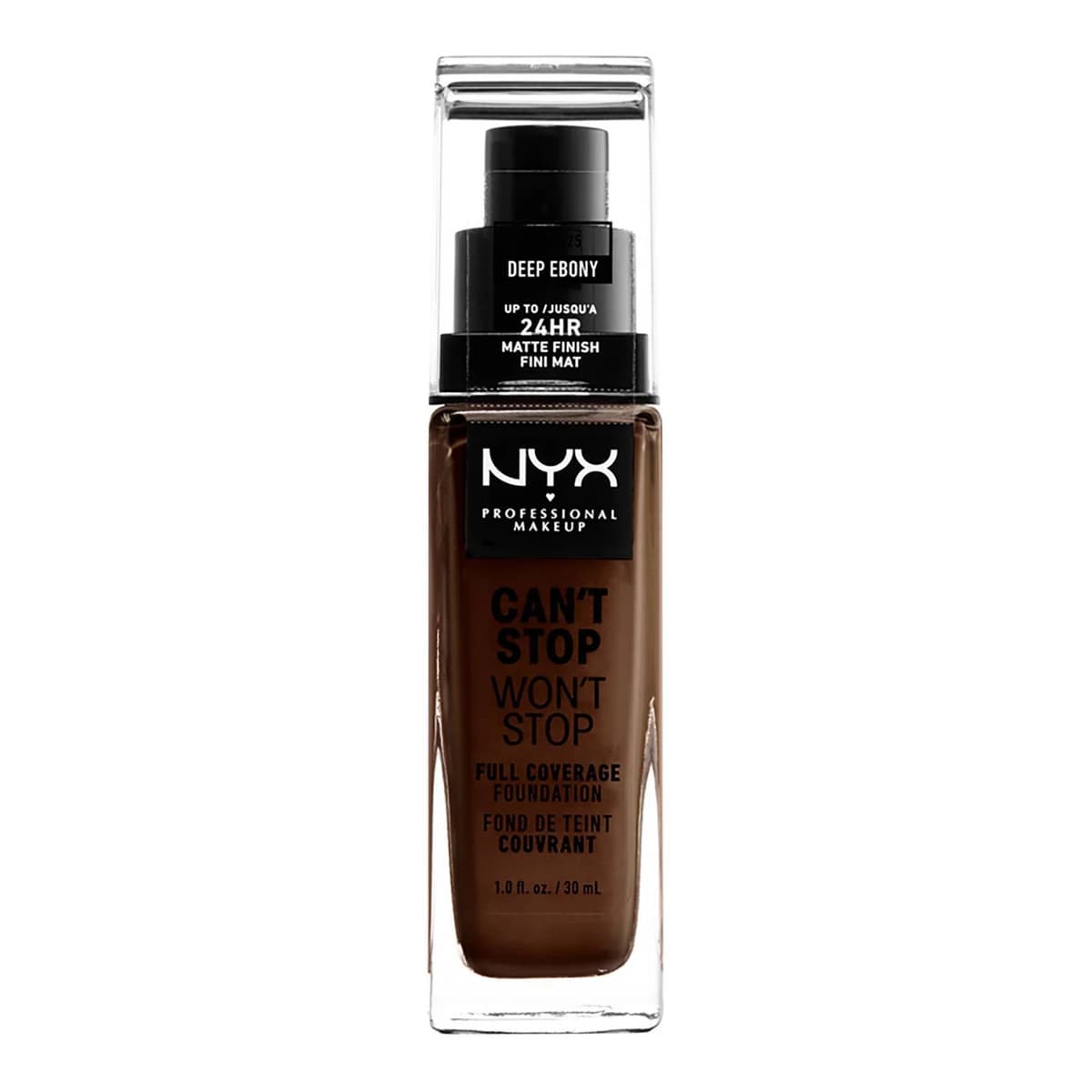 Can't Stop Won't Stop 24Hr Full Coverage Matte Finish Foundation, #25 deep ebony