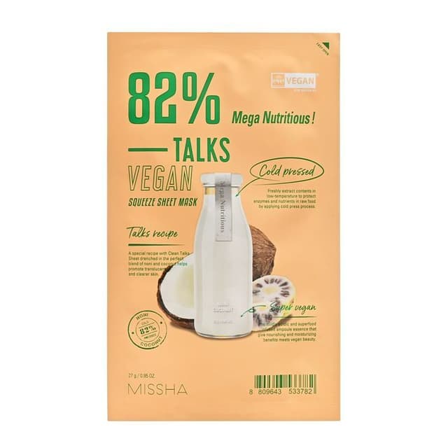 Talks Vegan Squeeze Sheet Mask, Mega Nutritious