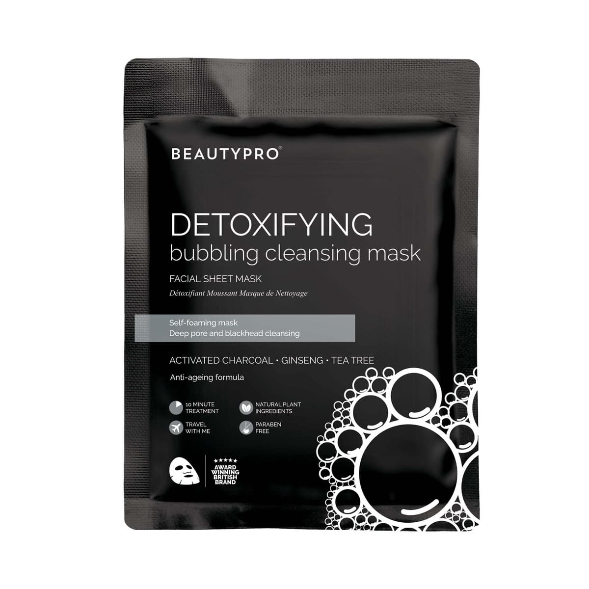 Detoxifying Foaming Cleansing Sheet Mask with Activated Charcoal