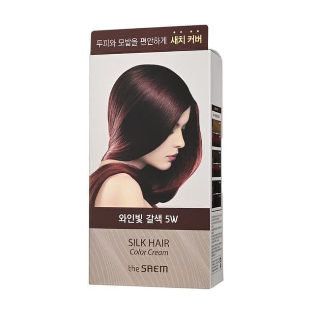 Silk Hair Color Cream Gray Hair Cover, #5W Wine Brown