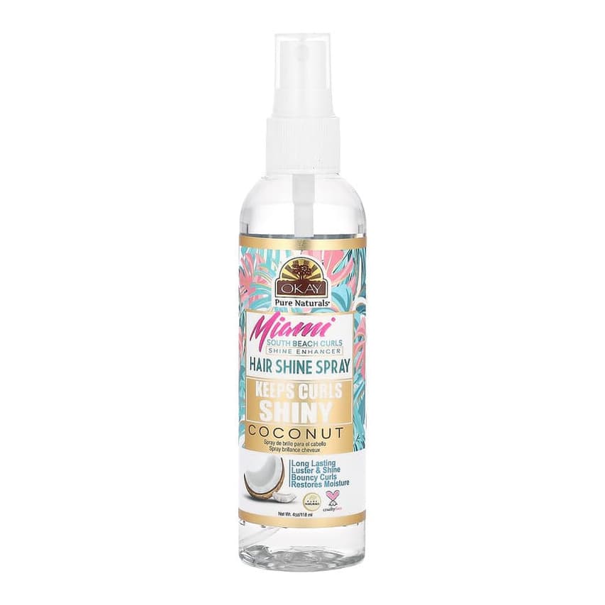 Miami South Beach Curls, Shine Enhancer, Hair Shine Spray, Coconut