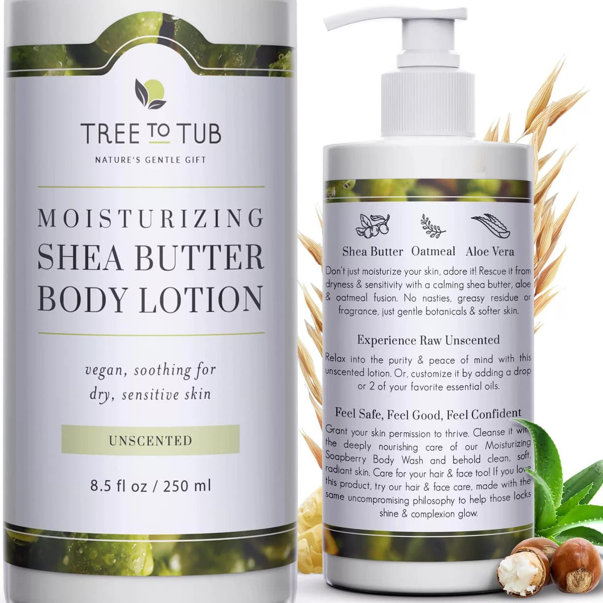 Unscented Shea Butter Body Lotion for Dry Skin - Fragrance Free Lotion,Vegan Body Moisturizer, Good for Sensitive Skin for Women & Men