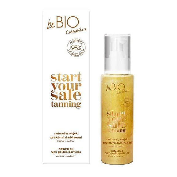 beBIO Oil with golden particles Start Your Safe Tanning