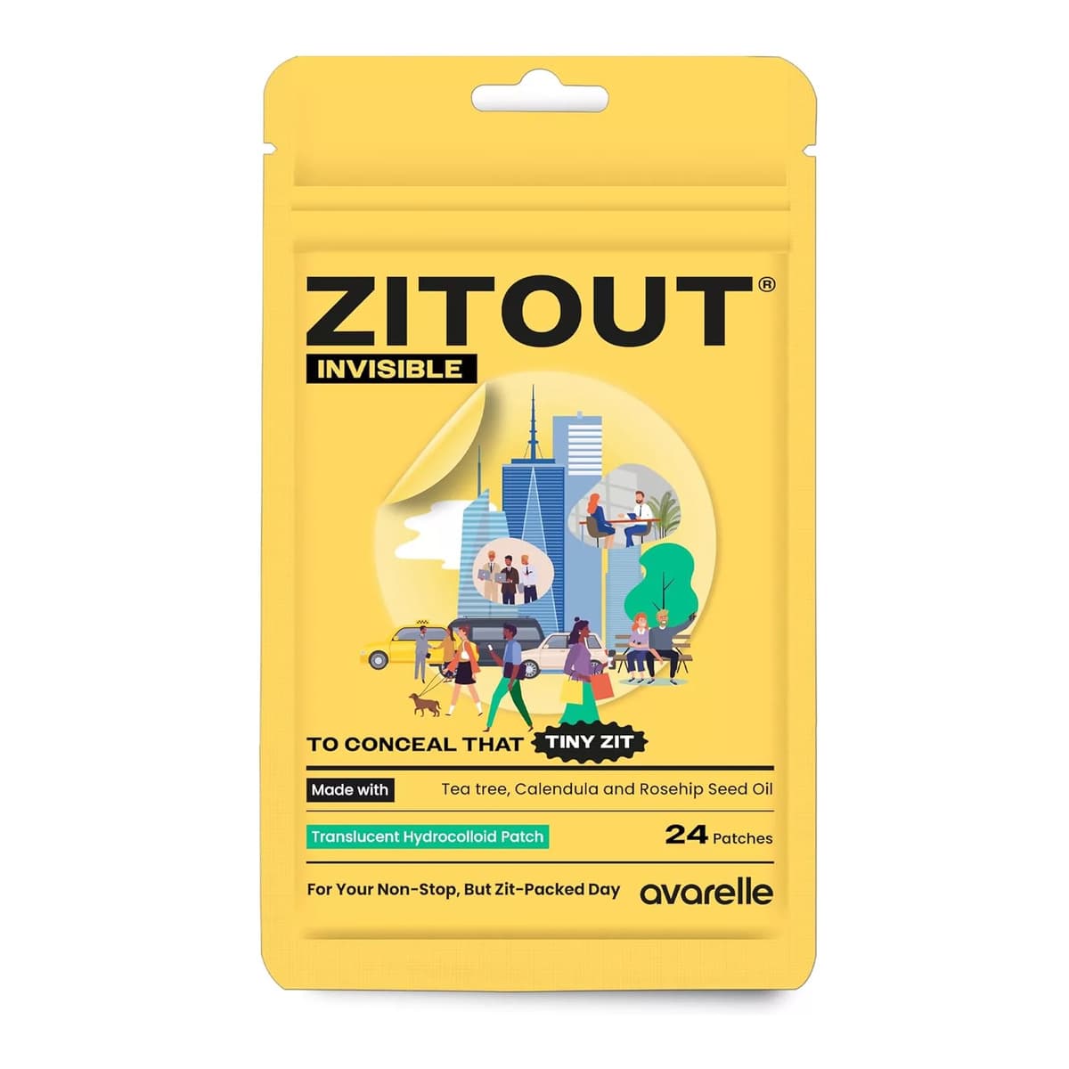ZITOUT Invisible Hydrocolloid Pimple Patch with Tea Tree, Calendula and Rosehip Seed Oil, Vegan, Korean Skincare
