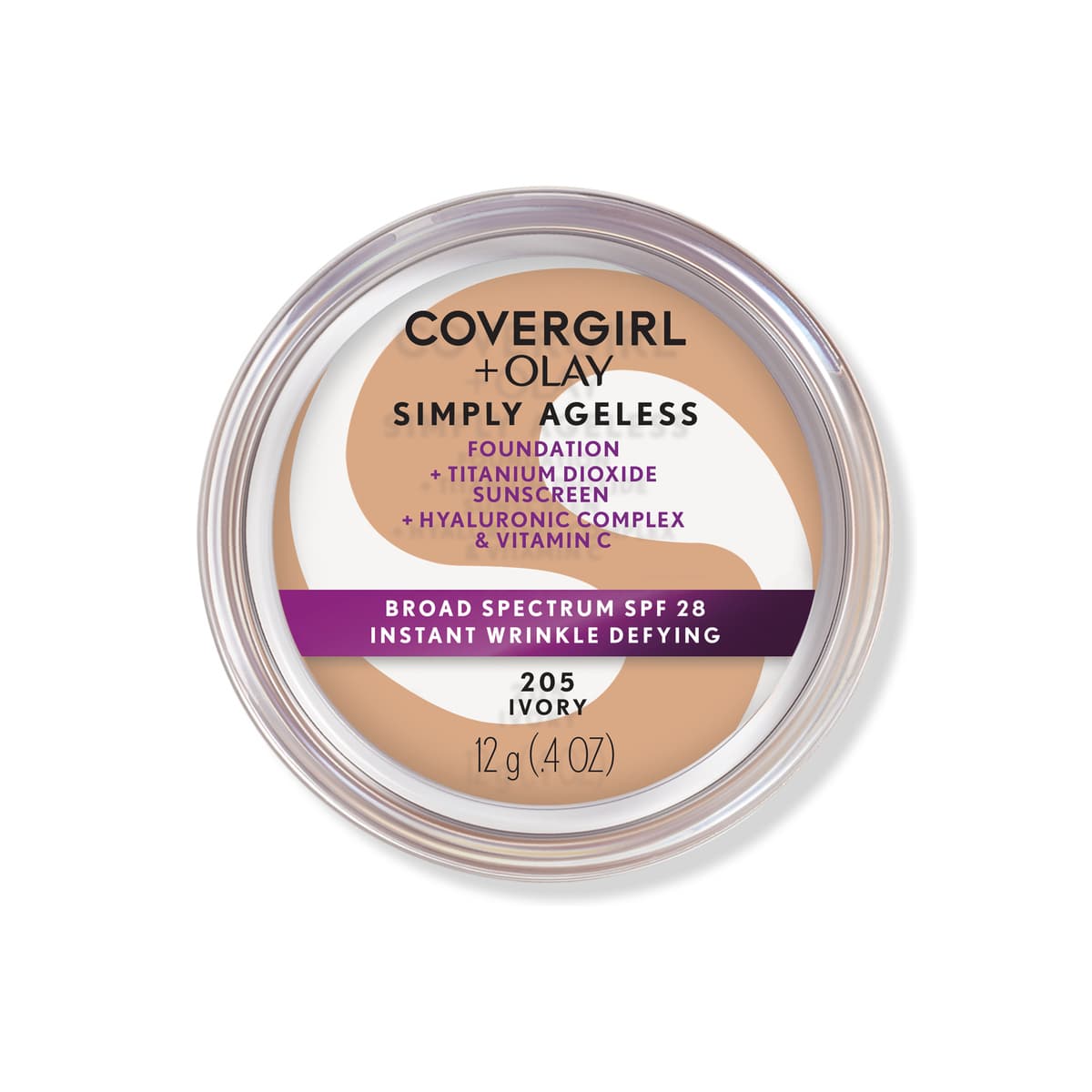 Olay Simply Ageless Instant Wrinkle-Defying Foundation with SPF 28, Ivory 205