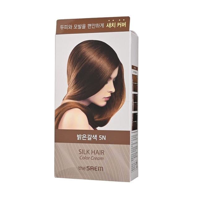 Silk Hair Color Cream Gray Hair Cover, #5N Light Brown