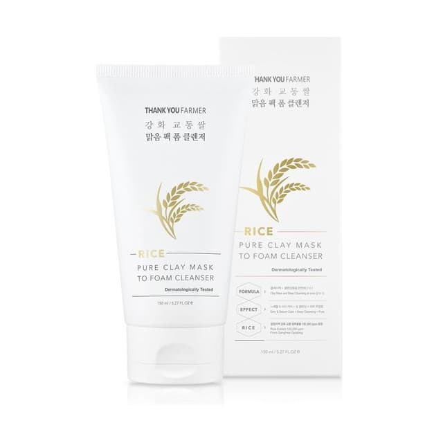 Rice Pure Clay Mask to Foam Cleanser