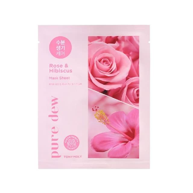 Pure Dew Mask Sheet, Rose & Hisbiscus