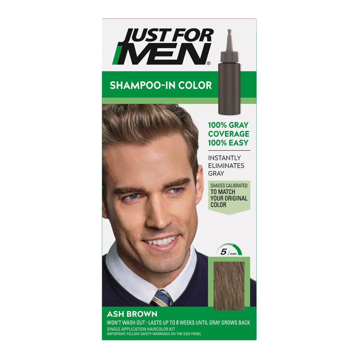 Shampoo-In Color Gray Hair Coloring for Men - Ash Brown - H-20