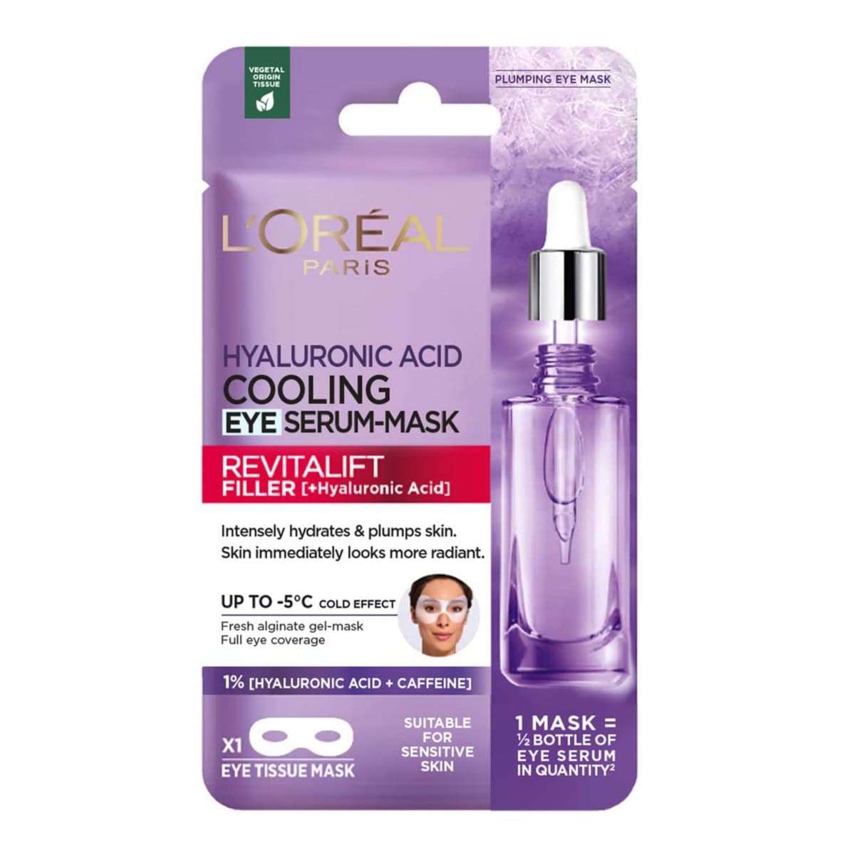 L’Oreal Paris Hyaluronic Acid Cooling Eye Serum-Mask [formulated with Hyaluronic acid + Caffeine] –