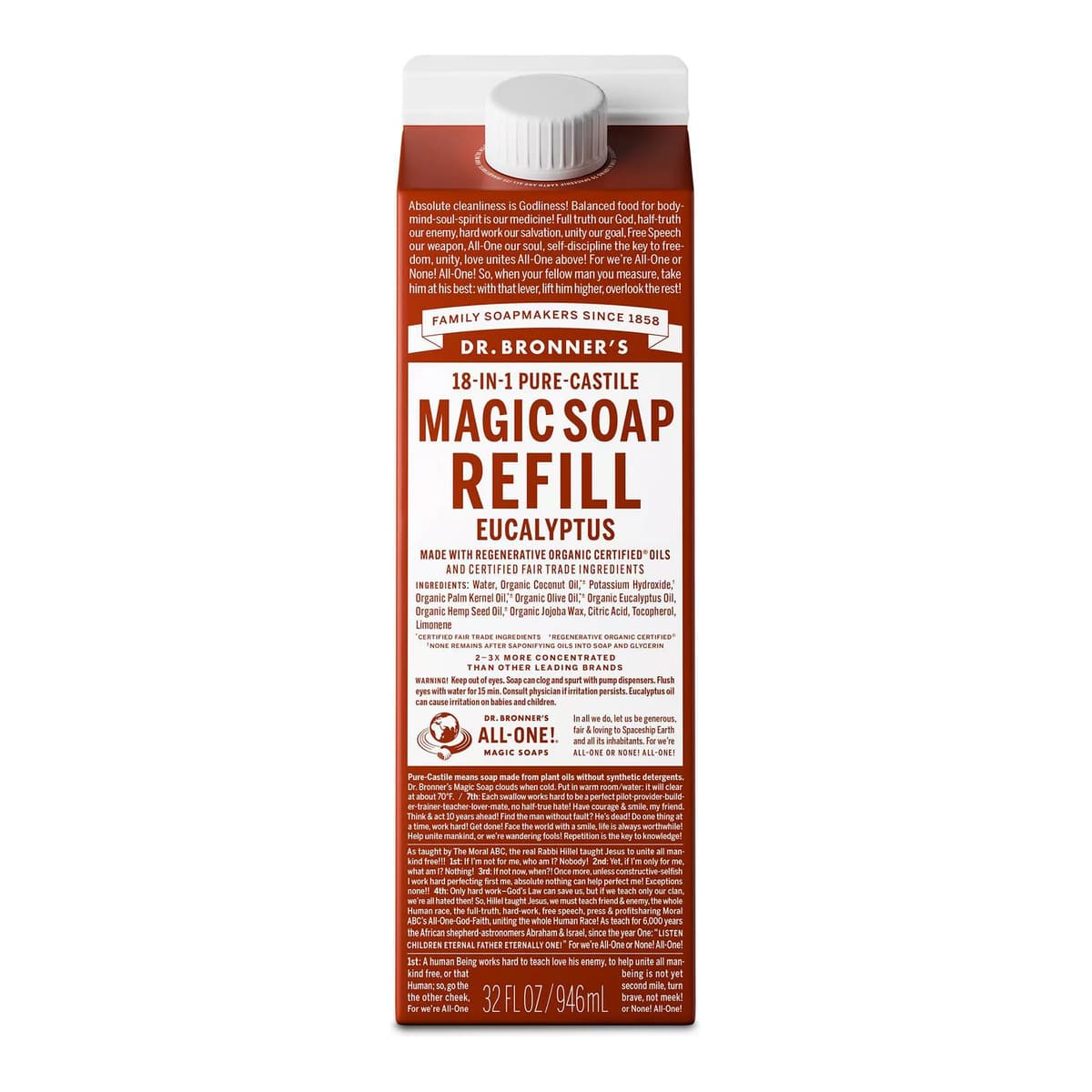 Pure Castile Liquid Soap Bodywash Refill Carton - Eucalyptus