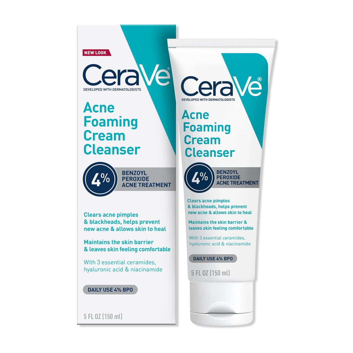 Acne Foaming Cream Cleanser with 4% BPO for Acne Prone Skin