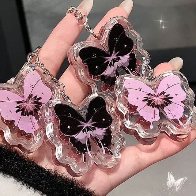 Lucky Butterfly Keychain Lip Gloss, 5B# Milk Tea