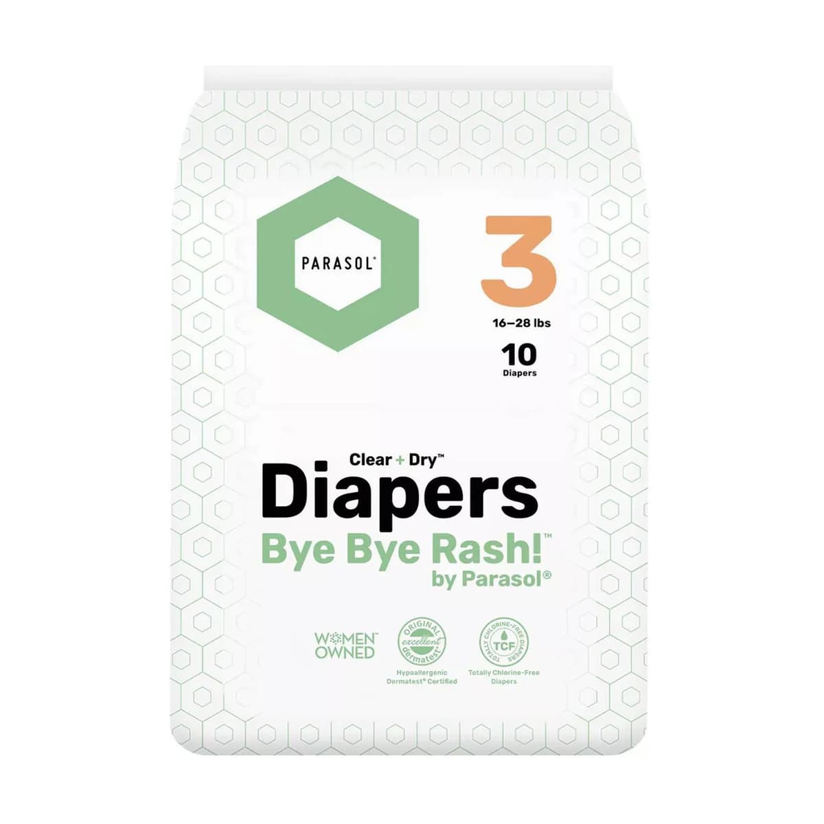 Chlorine-Free Diapers with RashShield Protection - Size 3