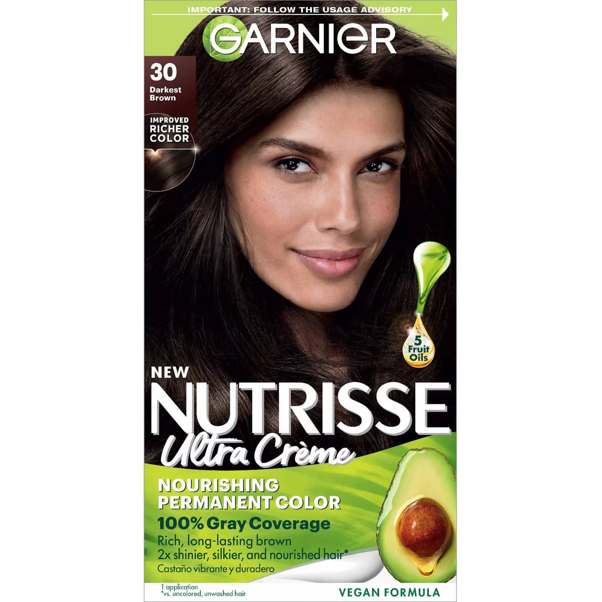 Nutrisse Nourishing Permanent Hair Color Creme, #30 Darkest Brown