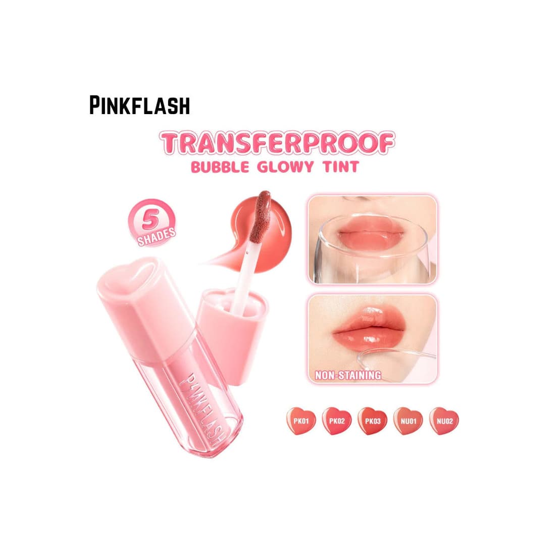 Watery Transferproof Lip Cream, #PK01 Sakura Bubble