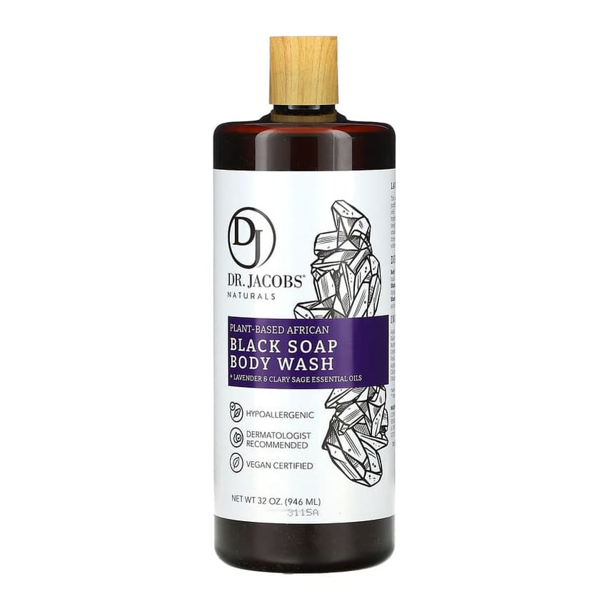 Plant-Based African Black Soap Body Wash, Lavender & Clary Sage Essential Oils