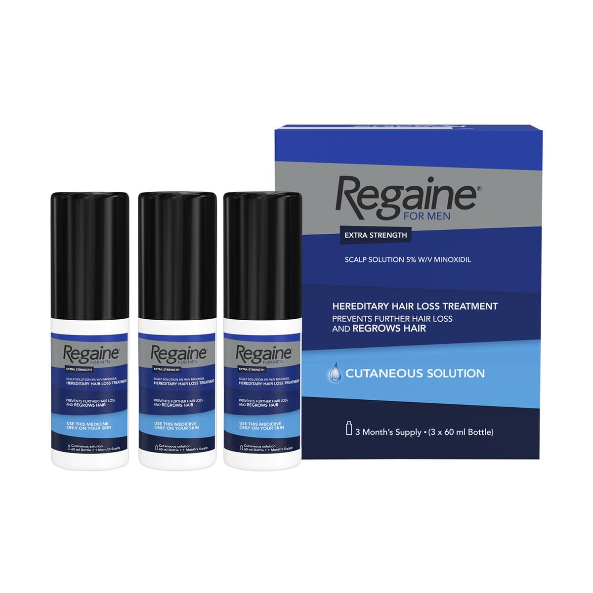 for Men Extra Strength Scalp Solution (3 Month Supply) 3 x
