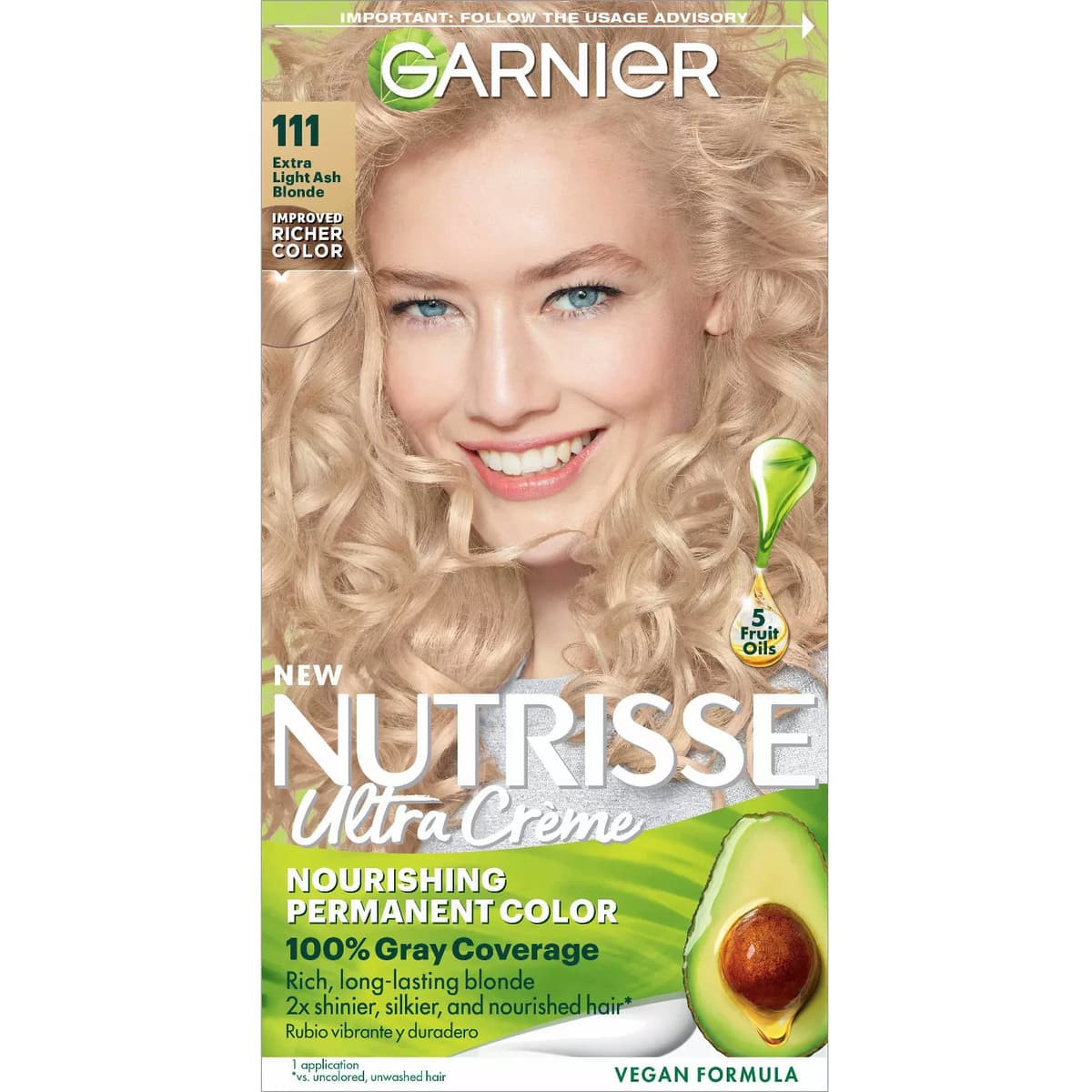 Nutrisse Nourishing Permanent Hair Color Creme, #111 Extra-Light Ash Blonde