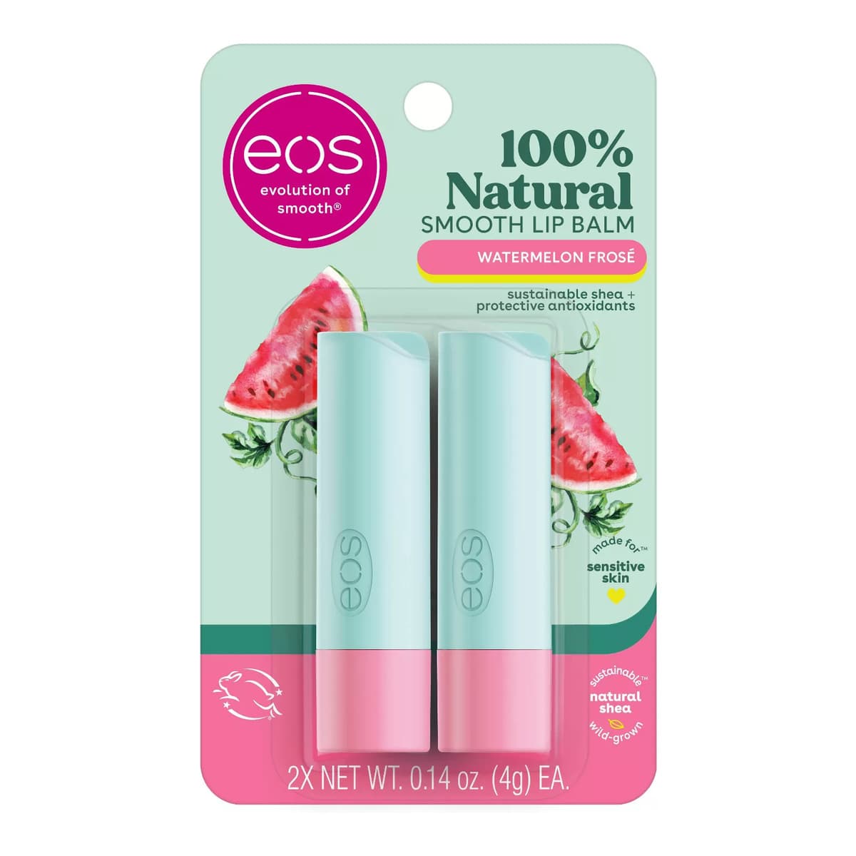 100% Natural Watermelon Frosé Lip Balm Stick - 2pk