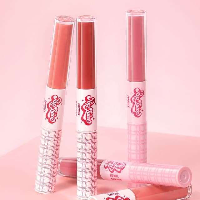 Tender Pink Series Dual-Ended Liquid Lipstick, PK04# Bean Paste