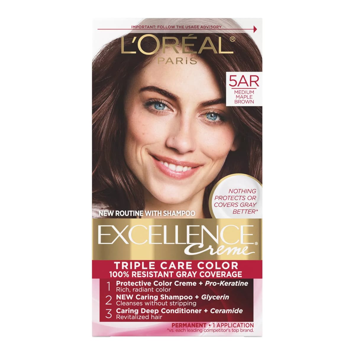 Excellence Triple Protection Permanent Hair Color - - 5AR M Maple Brown