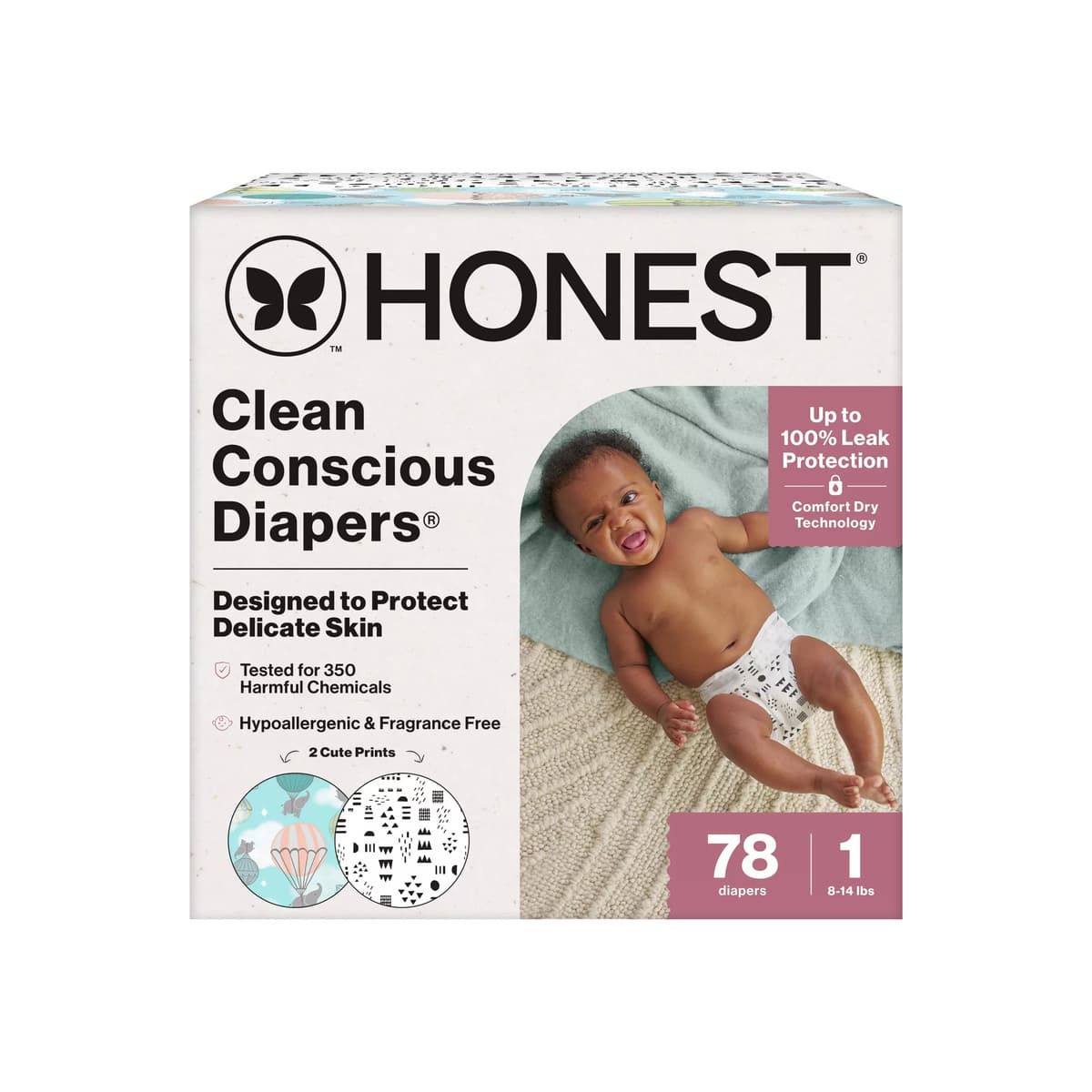 Clean Conscious Disposable Diapers - Giraffes & Dots + Dashes - Size 1