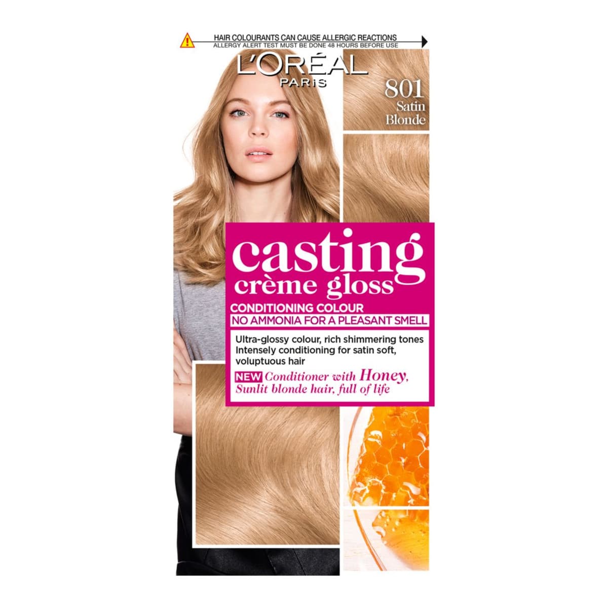 Paris Casting Creme Gloss Semi-Permanent Hair Dye, Blonde Hair Dye 801 Satin Blonde