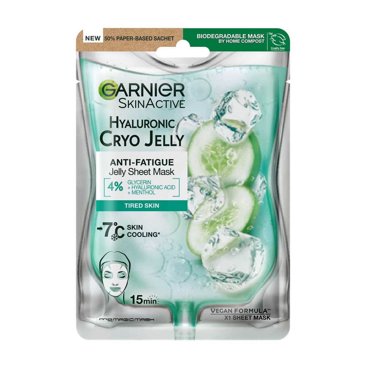 Anti-Fatigue Hyaluronic Acid and Icy Cucumber Cryo Jelly Face Mask
