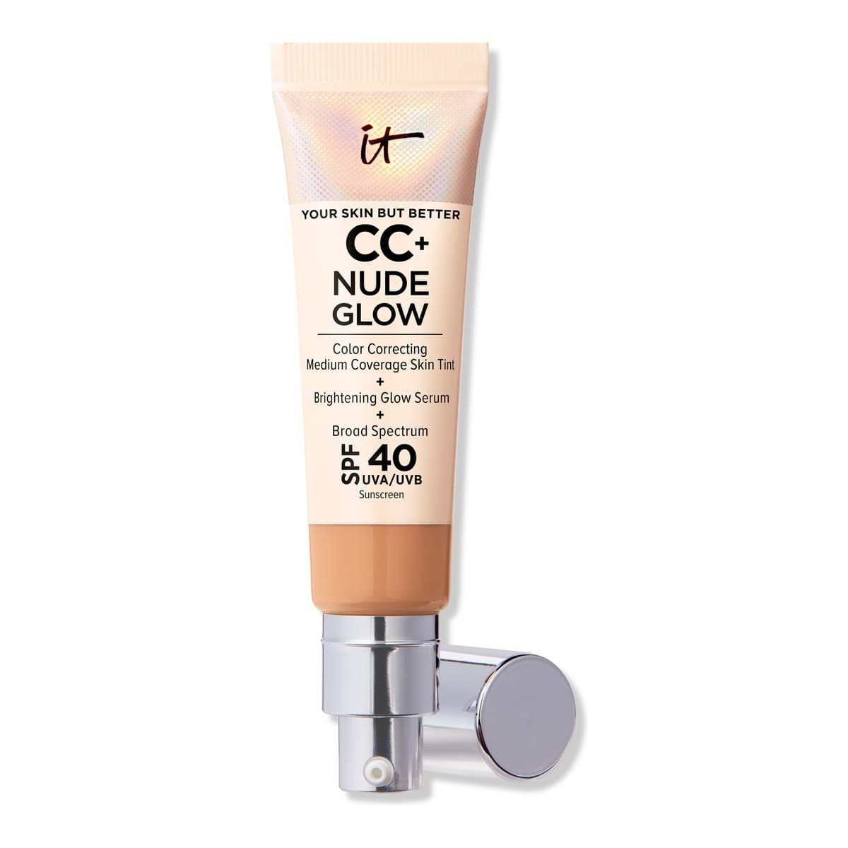 CC+ Nude Glow Lightweight Foundation + Glow Serum with SPF 40, Neutral Tan