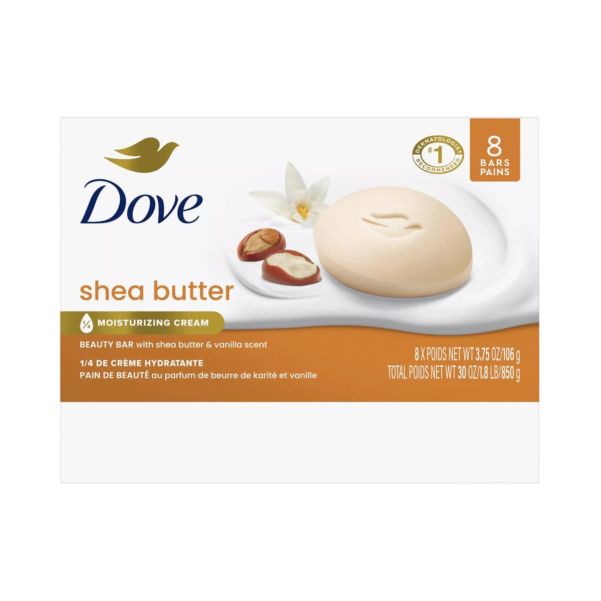 Purely Pampering Shea Butter with Warm Vanilla Beauty Bar Soap - 8pk
