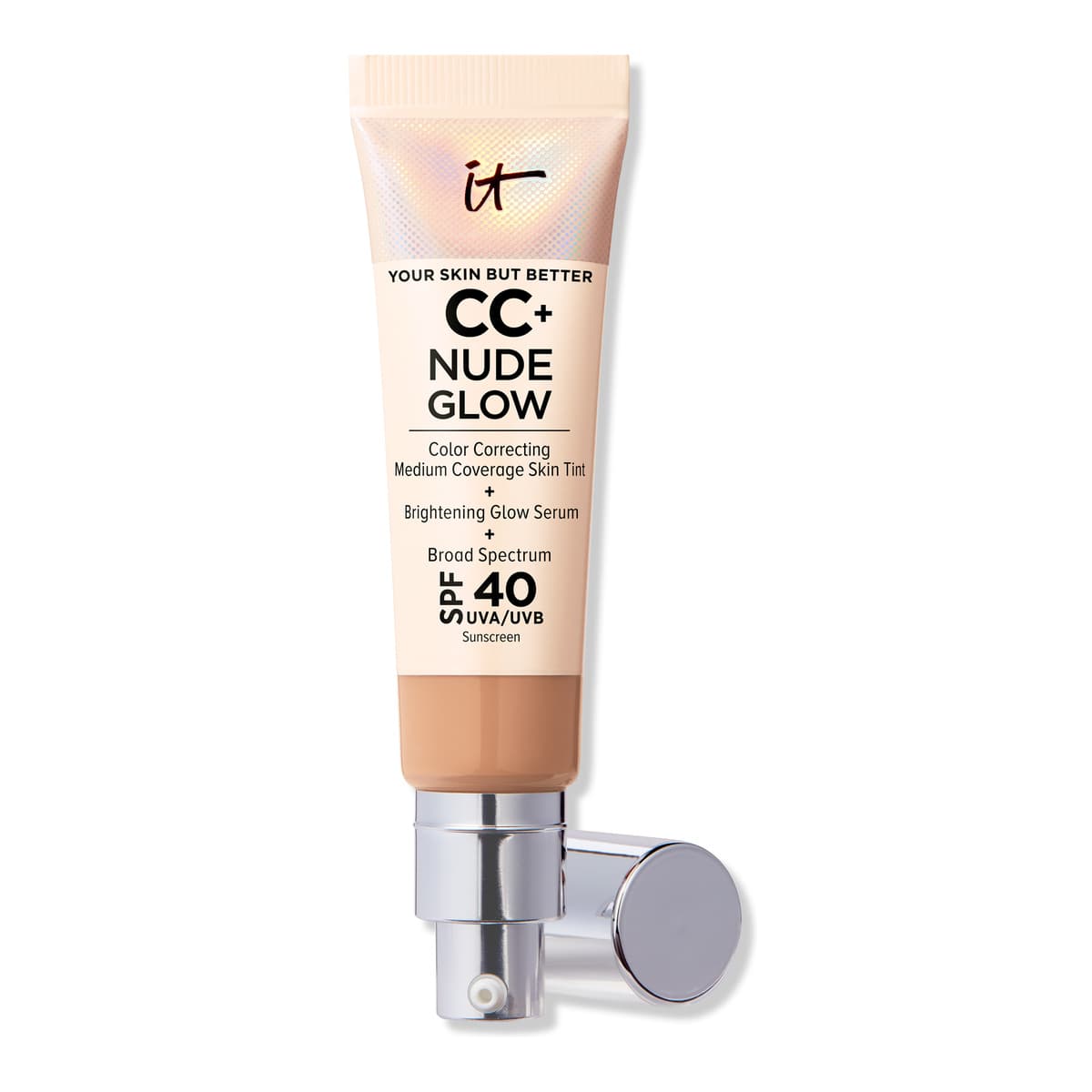 CC+ Nude Glow Lightweight Foundation + Glow Serum with SPF 40, Medium Tan